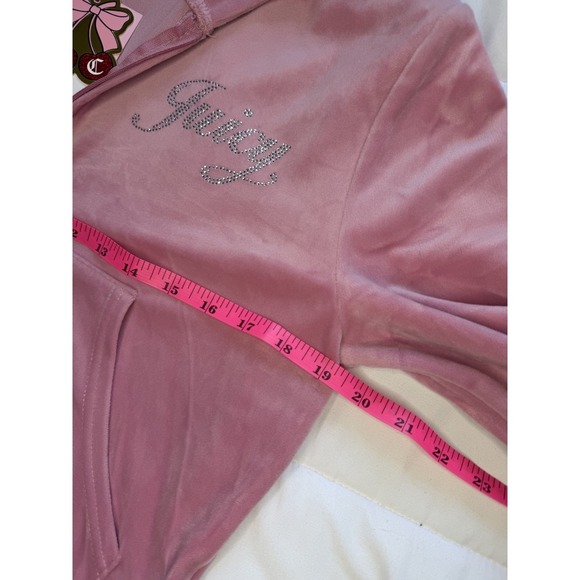 NEW! NWT Juicy Couture Velour OG Bling Tracksuit Hoodie & Pant Set Rose Size L - Picture 6 of 11